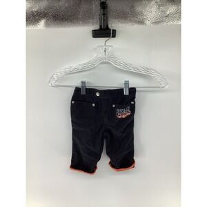 Harley-Davidson Baby Pants 12M Black Orange Embroidered Logo Elastic Waist